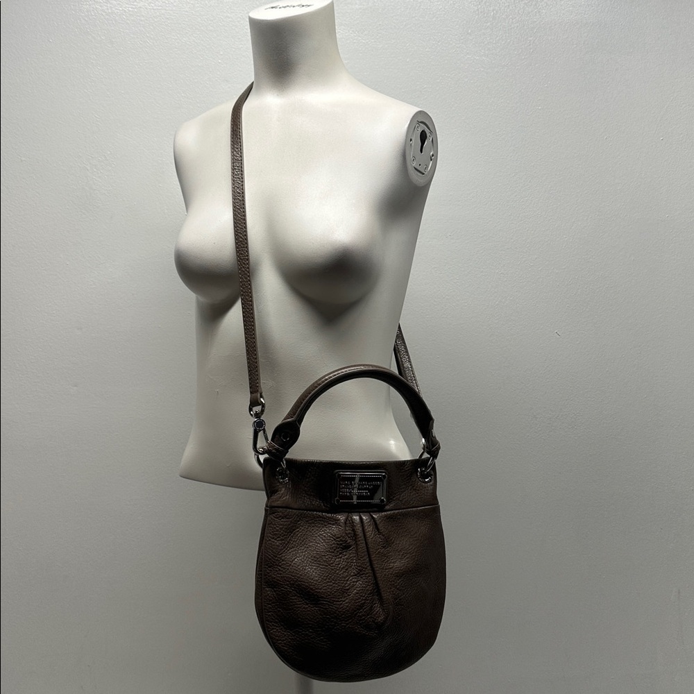 Marc Jacobs Mini Hillier Hobo Leather Bag Purse Crossbody Convertible Brown